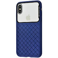 Baseus Glass Weaving Case (Tempering Glass+TPU) iPhone Xs Max (2 цвета) синий