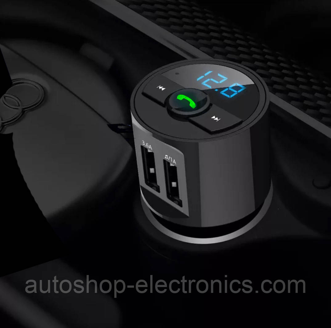 Bluetooth FM модулятор + Гучний зв'язок + Вольтметр + Зарядний 2XUSB, фото 1