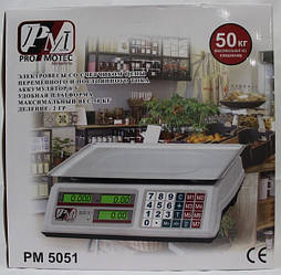 Ваги торгові електронні з лічильником ціни на 50 кг PM 5051 Promotec з акумулятором 6 вт