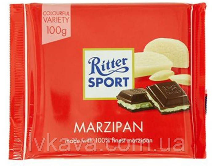 Чорний шоколад Ritter Sport Marzipan, 100 г