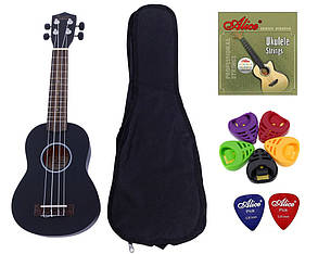Укулеле сопрано Glarry UK101 BK (чохол, струни, скарбничка, медіатор)