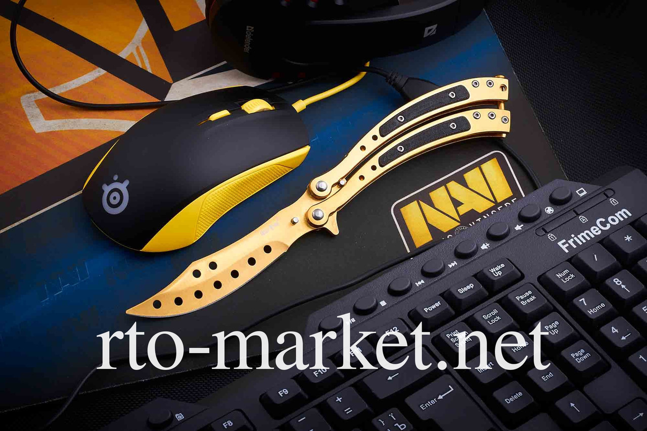 Ніж балісонг, метелик (складаний) Gold із гри CS:GO