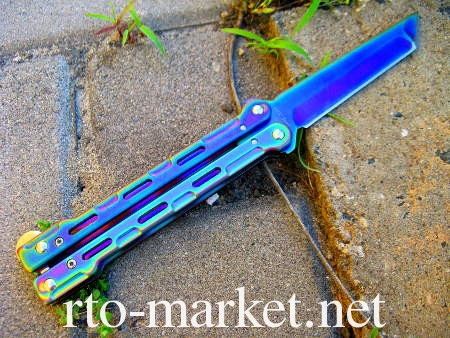 Ніж балісонг, метелик (складаний) танто, переливний, градієнт, фото 1