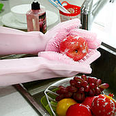 Силіконові рукавички для миття та чищення посуду, поверхонь SILICONE MAGIC GLOVES