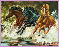"Бегущие лошади" Картины Бисером. Набор для вышивания (Р-325)