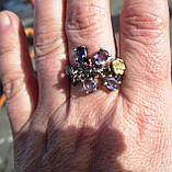 Оригінальний персень "Водний ірис" з іолітом і родоліт гранатом, фото 6