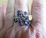 Оригінальний персень "Водний ірис" з іолітом і родоліт гранатом, фото 7