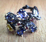 Оригінальний персень "Водний ірис" з іолітом і родоліт гранатом, фото 10