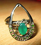 Оригінальний персень із зеленим оніксом і хромдіопсидами, розмір 17.6, фото 5