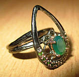 Оригінальний персень із зеленим оніксом і хромдіопсидами, розмір 17.6, фото 7