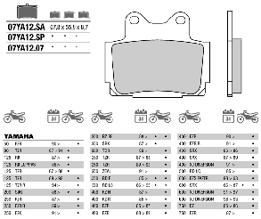 Мотоколодки BREMBO 07YA12SP YAMAHA XJ 600.YAMAHA FZ 400/600 ,YAMAHA FZR 250/400 YAMAHA FZS 600..аналог FDB 386, фото 3