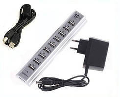 USB хаб hub 10 портів активний розгалужувач