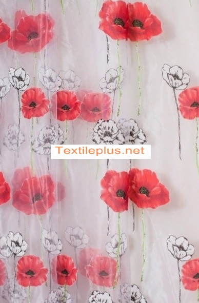 Тюль із червоними маками залишок 5.4м