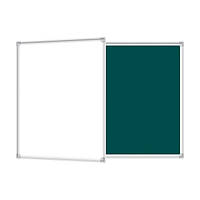 Дошка шкільна магнітна крейдяна маркерна 100х225 см, двоелементна комбі UkrBoards UB100x225GW-3
