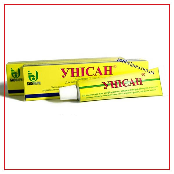Мазь Унисан для животных 15 г (хлоргексидин) при себореи, отите ...