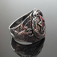 Кольцо Звезда Давида серебряный перстень Уроборос Феникс мужской талисман