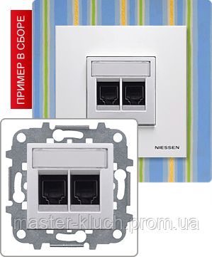 Накладка подвійної розетки RJ-45 ABB Zenit біла - фото 2 - id-p82275106