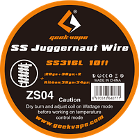 Оригінал. Geekvape SS316 Juggernaut wire (28ga+38ga)*2+Ribbon(38ga*24ga) 3 метра.