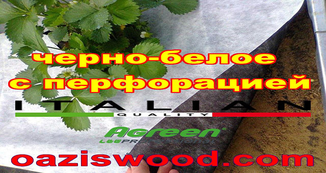 Агроволокно p-50g отвори 2 в ряд 1.07*50м чорно-біле Agreen італійське якість з перфорацією