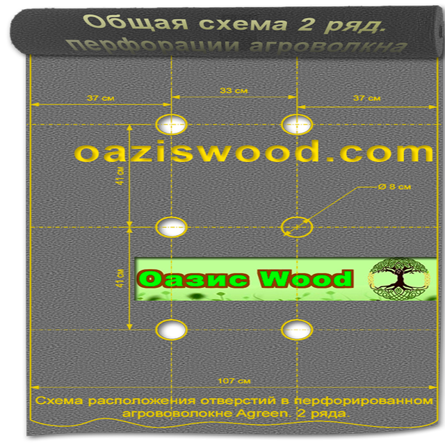 Агроволокно p-50g отвори 2 в ряд 1.07*100м чорно-біле Agreen італійське якість з перфорацією
