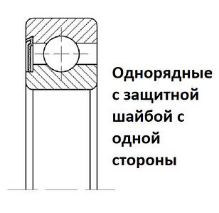 060ХХХ Підшипники однорядні радіальні кулькові із захисною шайбою з одного боку