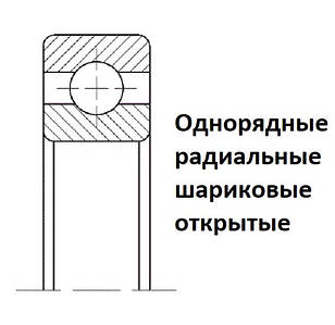 000ХХХ Підшипники однорядні радіальні кулькові відкриті