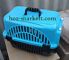 Переноска для тварин чорно-блакитна 44*28*34см