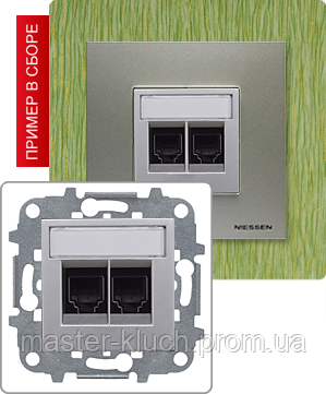 Накладка двойной розетки RJ-45 ABB Zenit серебро - фото 2 - id-p82732768