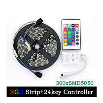 Світлодіодна стрічка SMD 5050 300 LED RGB 5м з пультом і блоком живлення (N003357), фото 2