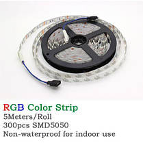 Світлодіодна стрічка SMD 5050 300 LED RGB 5м з пультом і блоком живлення (N003357), фото 3