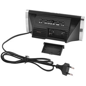 Настільний годинник будильник мережевий з зеленим підсвічуванням VST 730 Black (N008405), фото 3