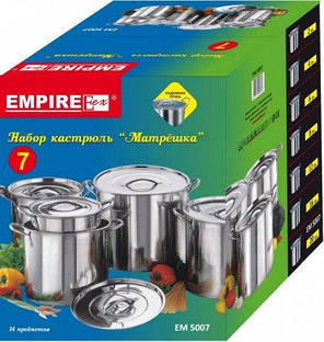 Набір каструль із нержавіючої сталі Empire EM-5007 7 предметів Steel N (N005577), фото 2