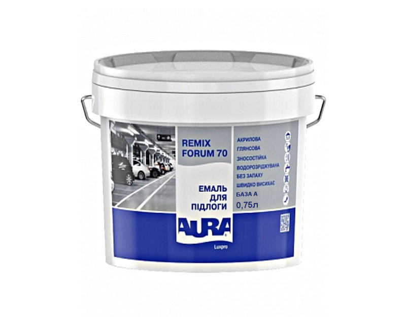 Эмаль акриловая AURA LUXPRO REMIX FORUM 70 для деревянных и бетонных полов белая - база А 0,75л - фото 2 - id-p897698273