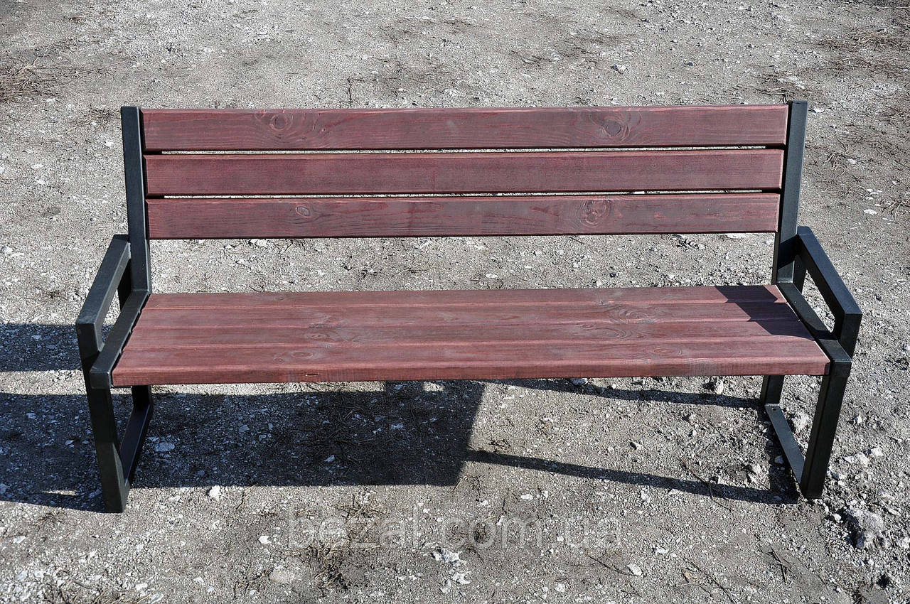 Лавка садова з квадратними боковинами зі спинкою 1800х450х800 Чорний Kompred OL163/3