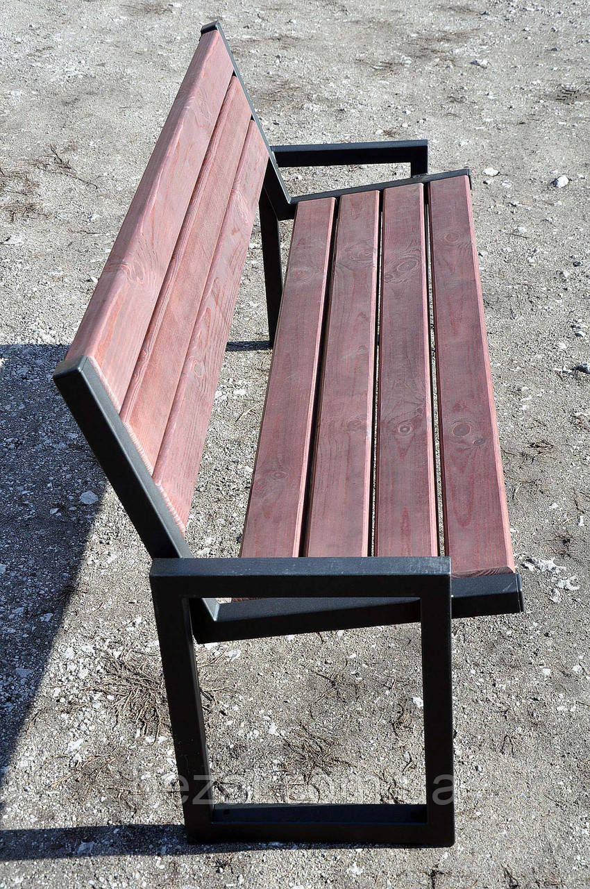 Лавка садова Смуга Економ зі спинкою 1500х450х800 Чорний Kompred OL908/1, фото 1