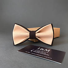 Краватка-метелик I&M Craft двоколірний бежевий з коричневим (010615)