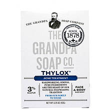 Сіре мило від акне та прищів Grandpa's "Thylox Acne Treatment" для проблемної шкіри обличчя й тіла (92 г)
