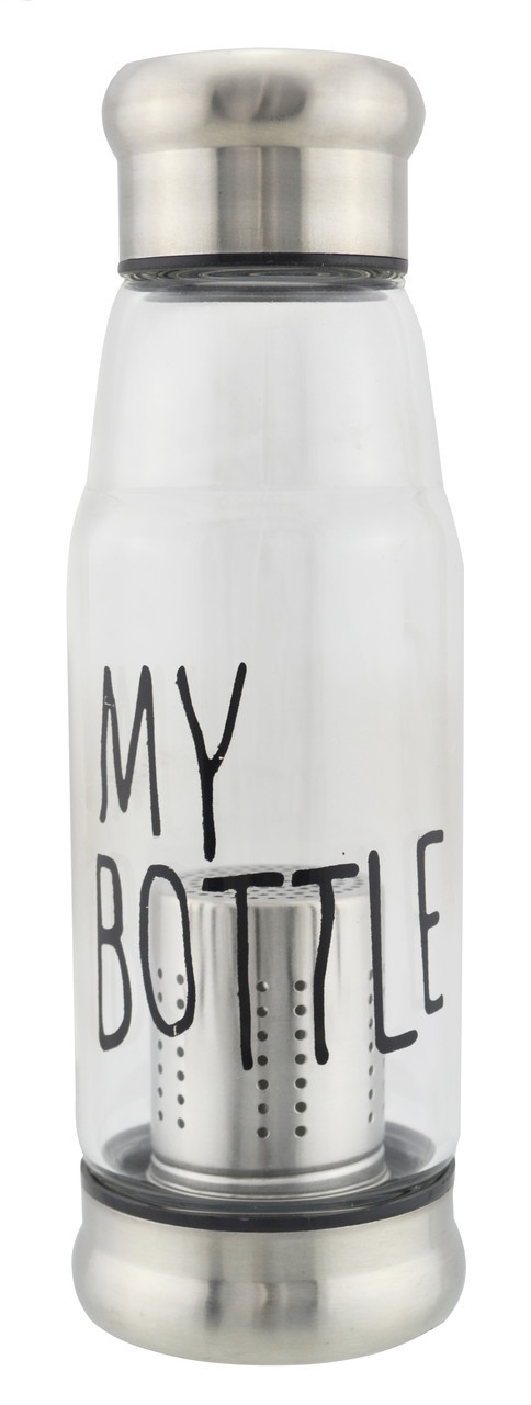 Пляшка скляна My Bottle 420 мл з ситечком для заварки Silver (3_2668)