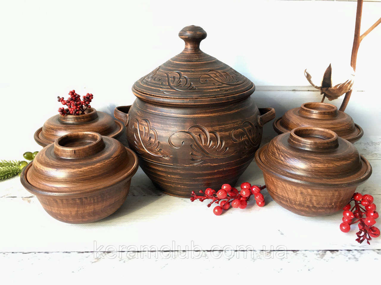 Набір Керамклуб супник Christan 3 л і 4 горщики 450 мл, фото 1