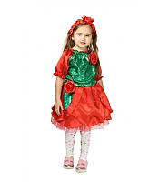 Карнавальный костюм РОЗА, ЦВЕТОК для девочки 7,8,9 лет, детский маскарадный костюм ЦВЕТОЧЕК РОЗОЧКА