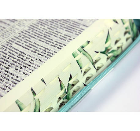Біблія, 14х20,5 см, світло-салатовий з малюнком "Півонії", фото 2