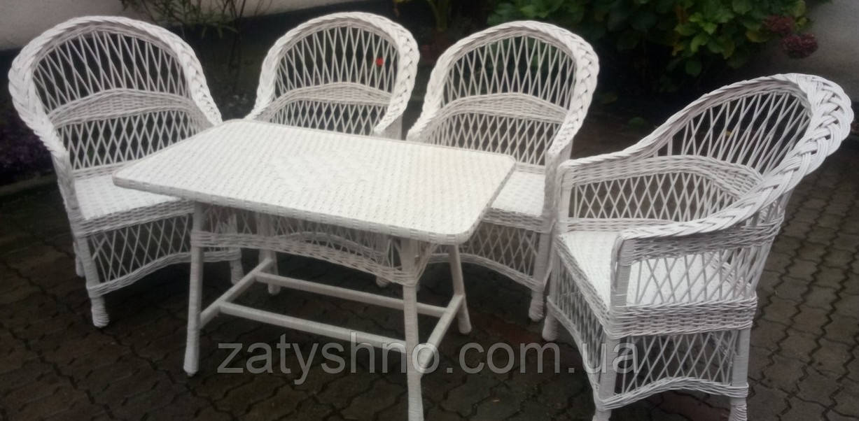 Белая плетеная мебель из лозы на балкон - фото 3 - id-p898041530