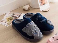 Домашні капці сині "Кіт з лапкою" 42-43р.