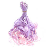 Волосся для ляльок 15 см/1м Бузковий/Рожевий, омбре "Кудзяшки", синтетичні треси