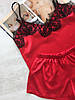 Жіноча атласна піжама майка шорти червона, фото 3