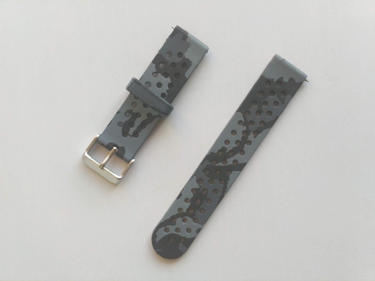 Силіконовий ремінець для Xiaomi Amazfit Bip / Lite / 20 мм з малюнком Камуфляж - Чорний / Сірий 1900P