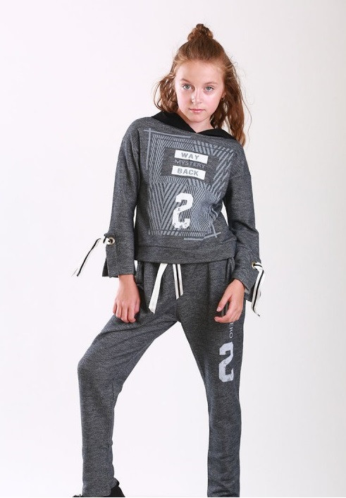 Модний спортивний костюм р. 128 для дівчинки 8 років (реглан+штани) р. 128 ТМ Marions 5538.05 сірий