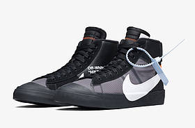 Чоловічі кеди Off-White x Найк Blazer Mid Black Grey