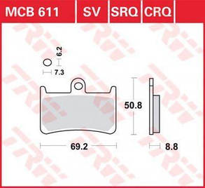 Мотоколодки TRW LUCAS MCB611SV аналог FDB605 / MCB611 / BREMBO 07YA23 / BRAKING BR786SM1/ EBC FA252, фото 3
