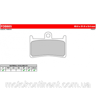 FDB605P Гальмівні колодки Ferodo аналог / MCB611 / BREMBO 07YA23 / BRAKING BR786SM1/ EBC FA252/FDB605 / FA380